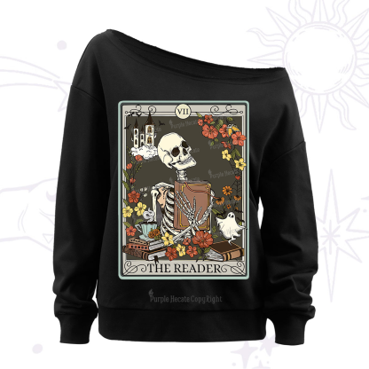Purplehecate The Reader Tarot Card Off The Shoulder Sweatshirt