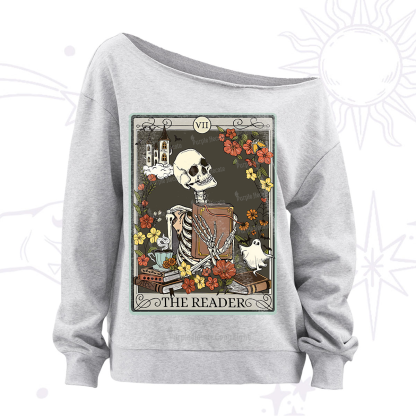 Purplehecate The Reader Tarot Card Off The Shoulder Sweatshirt
