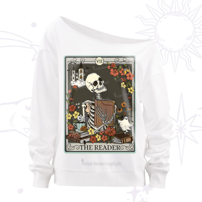 Purplehecate The Reader Tarot Card Off The Shoulder Sweatshirt
