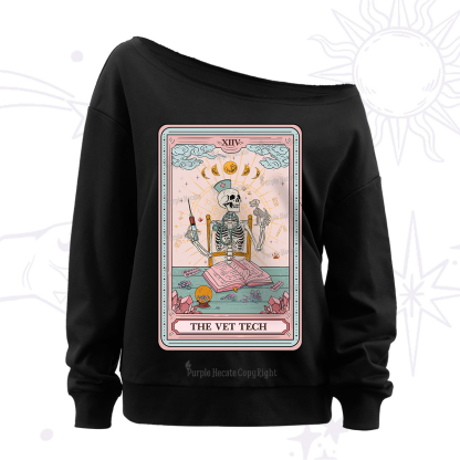 Purplehecate The Vet Tech Tarot Card Off The Shoulder Sweatshirt