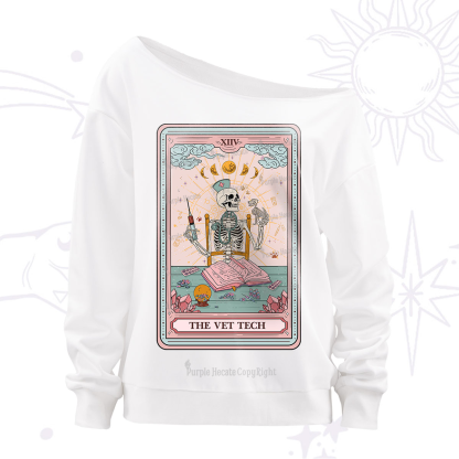 Purplehecate The Vet Tech Tarot Card Off The Shoulder Sweatshirt