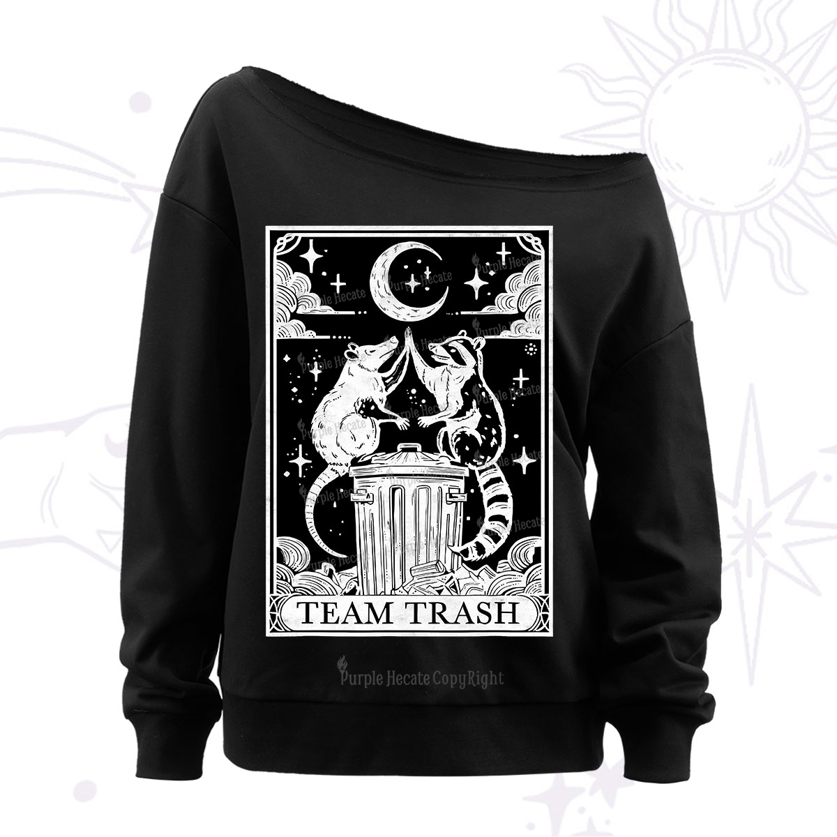Purplehecate The Team Trash Tarot Off The Shoulder Sweatshirt