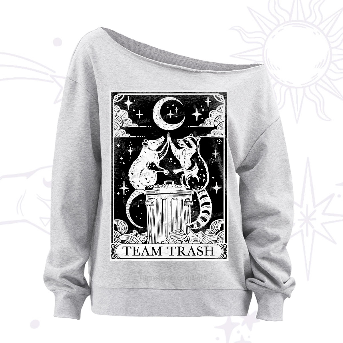 Purplehecate The Team Trash Tarot Off The Shoulder Sweatshirt