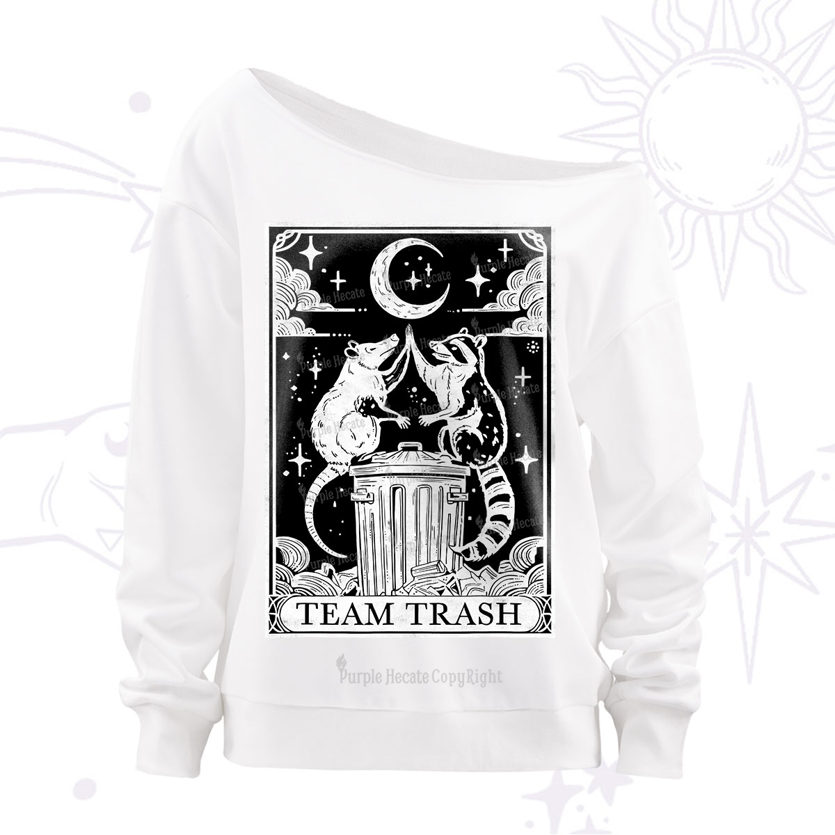 Purplehecate The Team Trash Tarot Off The Shoulder Sweatshirt