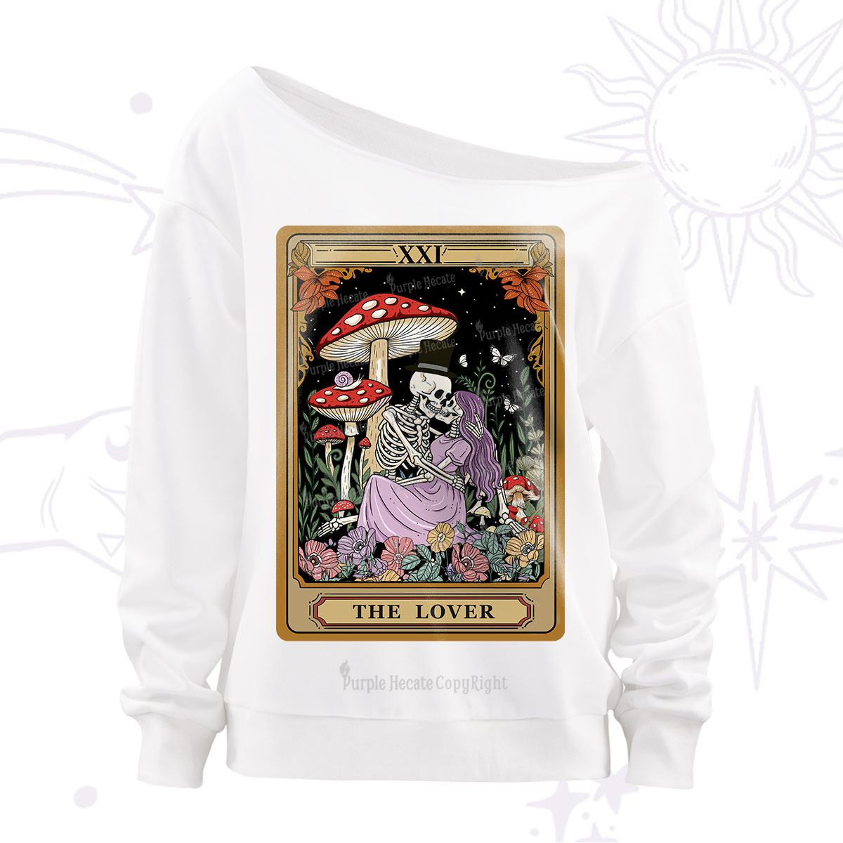Purplehecate The Vintage Lover Tarot Off The Shoulder Sweatshirt