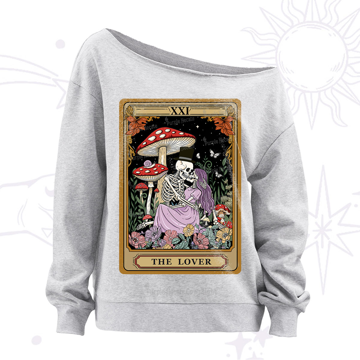 Purplehecate The Vintage Lover Tarot Off The Shoulder Sweatshirt