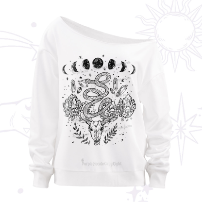 Purplehecate Crystals Witchy Off The Shoulder Sweatshirt