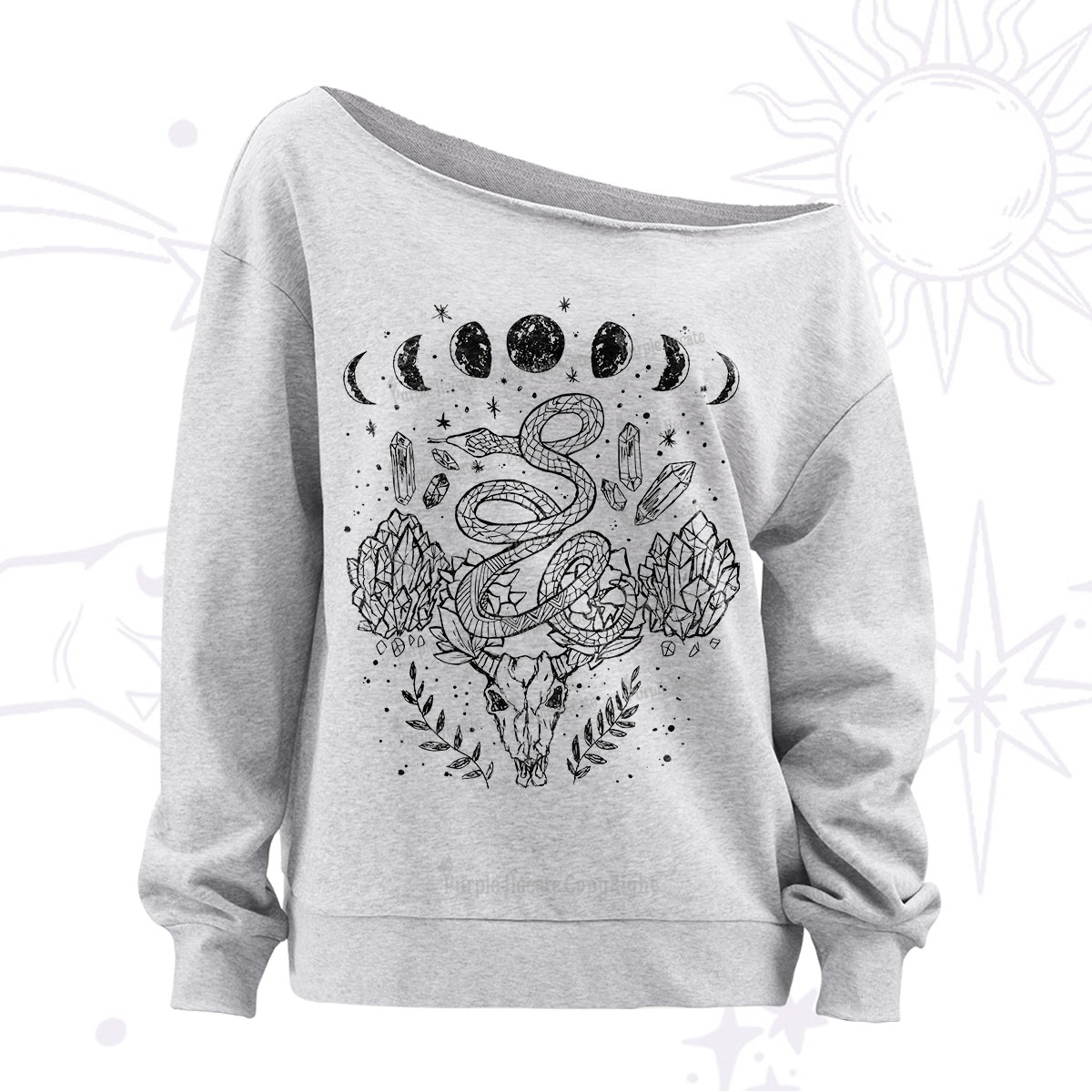Purplehecate Crystals Witchy Off The Shoulder Sweatshirt