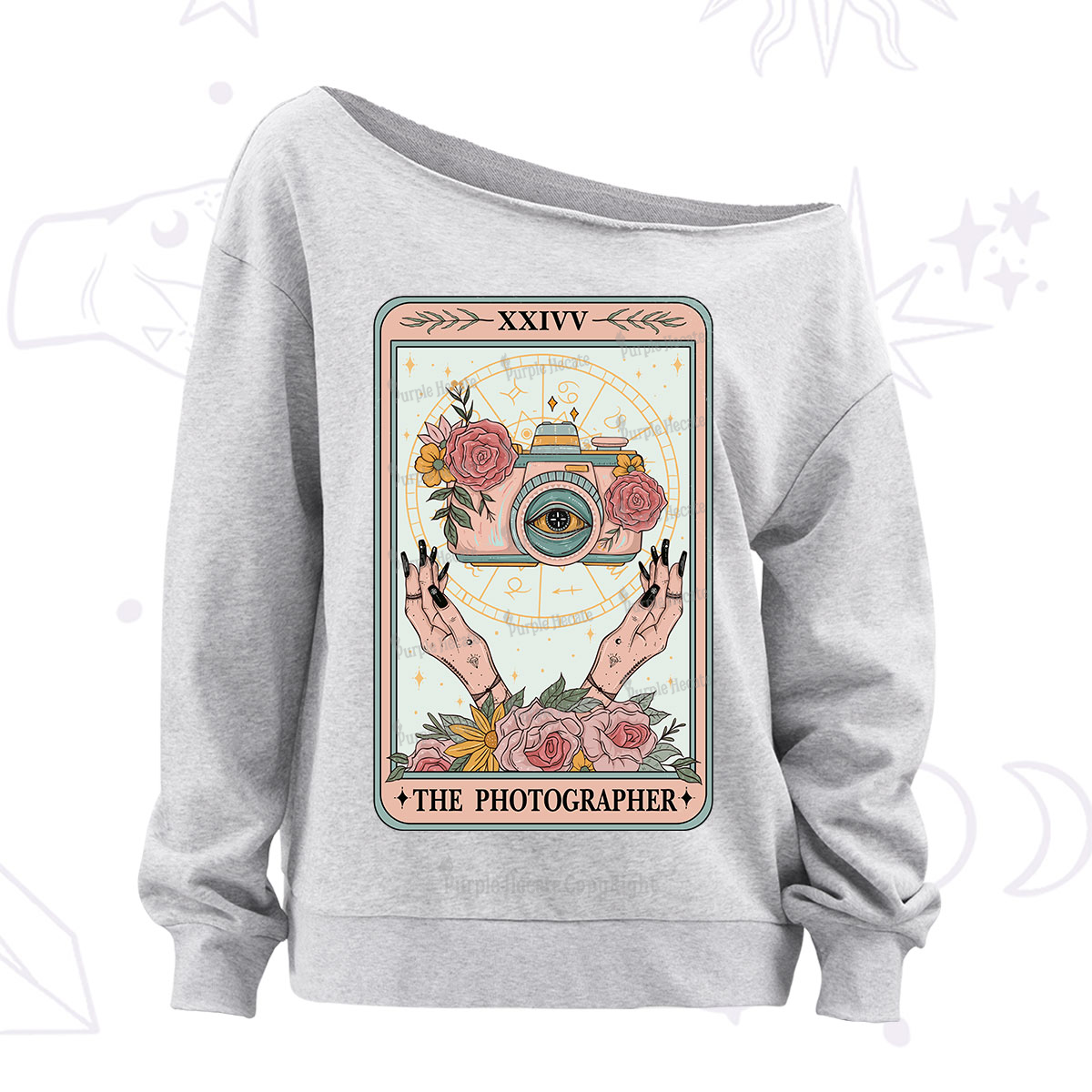 Purplehecate The Photographter Tarot Off The Shoulder Sweatshirt