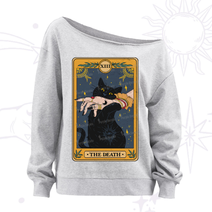 Purplehecate The Death Card Tarot Cat Off The Shoulder Sweatshirt