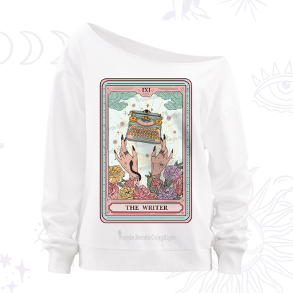 Purplehecate The Writer Tarot Card Off The Shoulder Sweatshirt