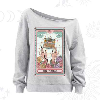 Purplehecate The Writer Tarot Card Off The Shoulder Sweatshirt