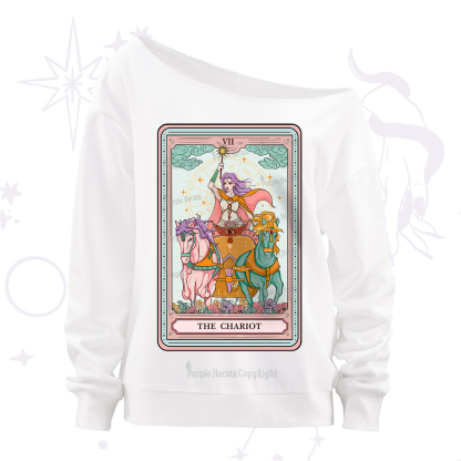 Purplehecate The Chariot Tarot Off The Shoulder Sweatshirt