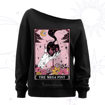 Purplehecate The Mega Pint Tarot Card Off The Shoulder Sweatshirt