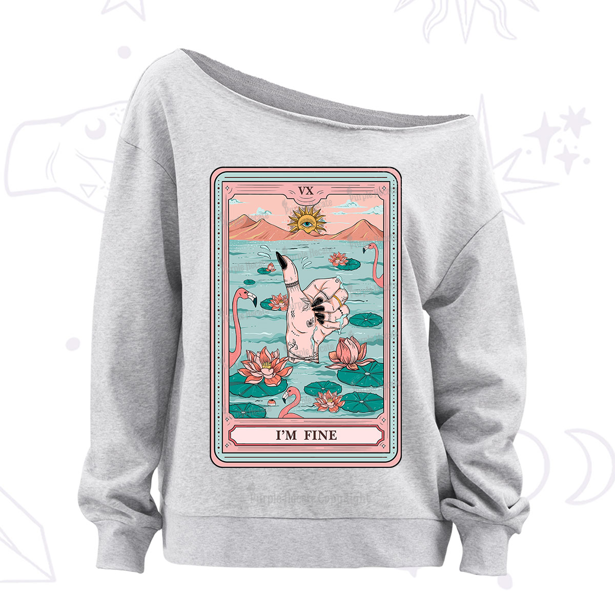 Purplehecate The I'm Fine Tarot Off The Shoulder Sweatshirt