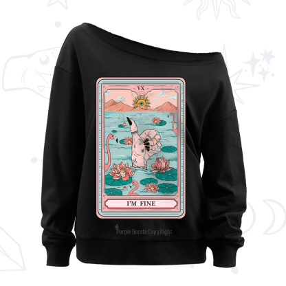 Purplehecate The I'm Fine Tarot Off The Shoulder Sweatshirt