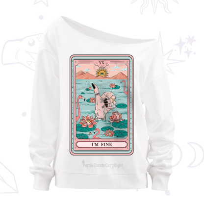 Purplehecate The I'm Fine Tarot Off The Shoulder Sweatshirt