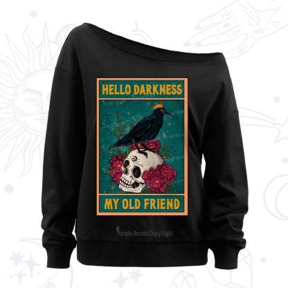 Purplehecate Hello Darkness My Old Friend Oracle Card Off The Shoulder Sweatshirt