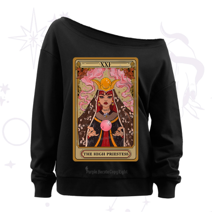 Purplehecate The High Priestess Prophecy Tarot Off The Shoulder Sweatshirt