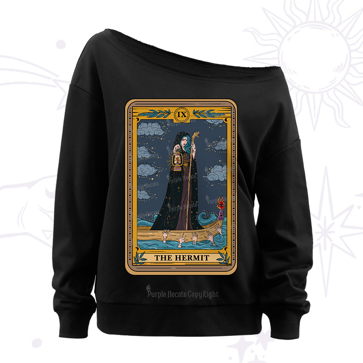 Purplehecate The Hermit Goddess Tarot Off The Shoulder Sweatshirt