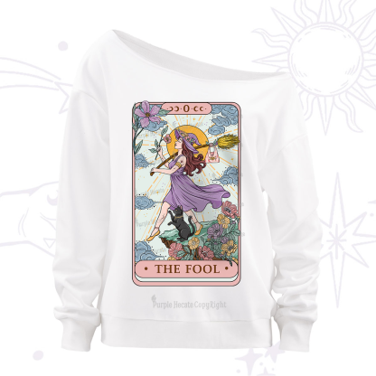 Purplehecate The Witchling Fool Tarot Off The Shoulder Sweatshirt