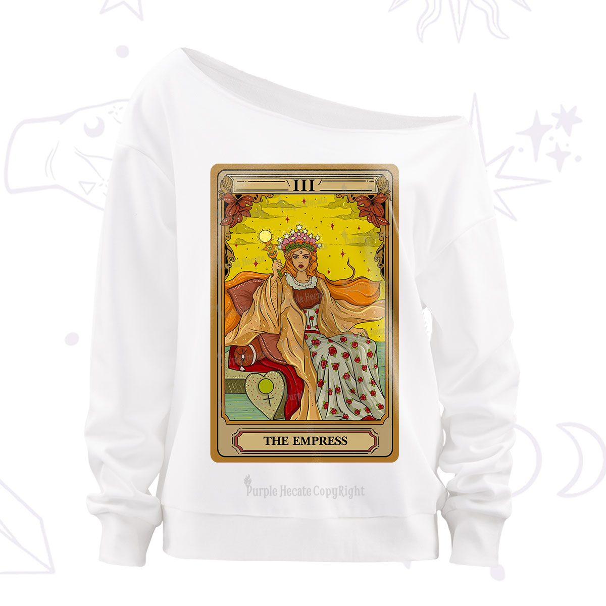 Purplehecate The Empress Tarot Off The Shoulder Sweatshirt