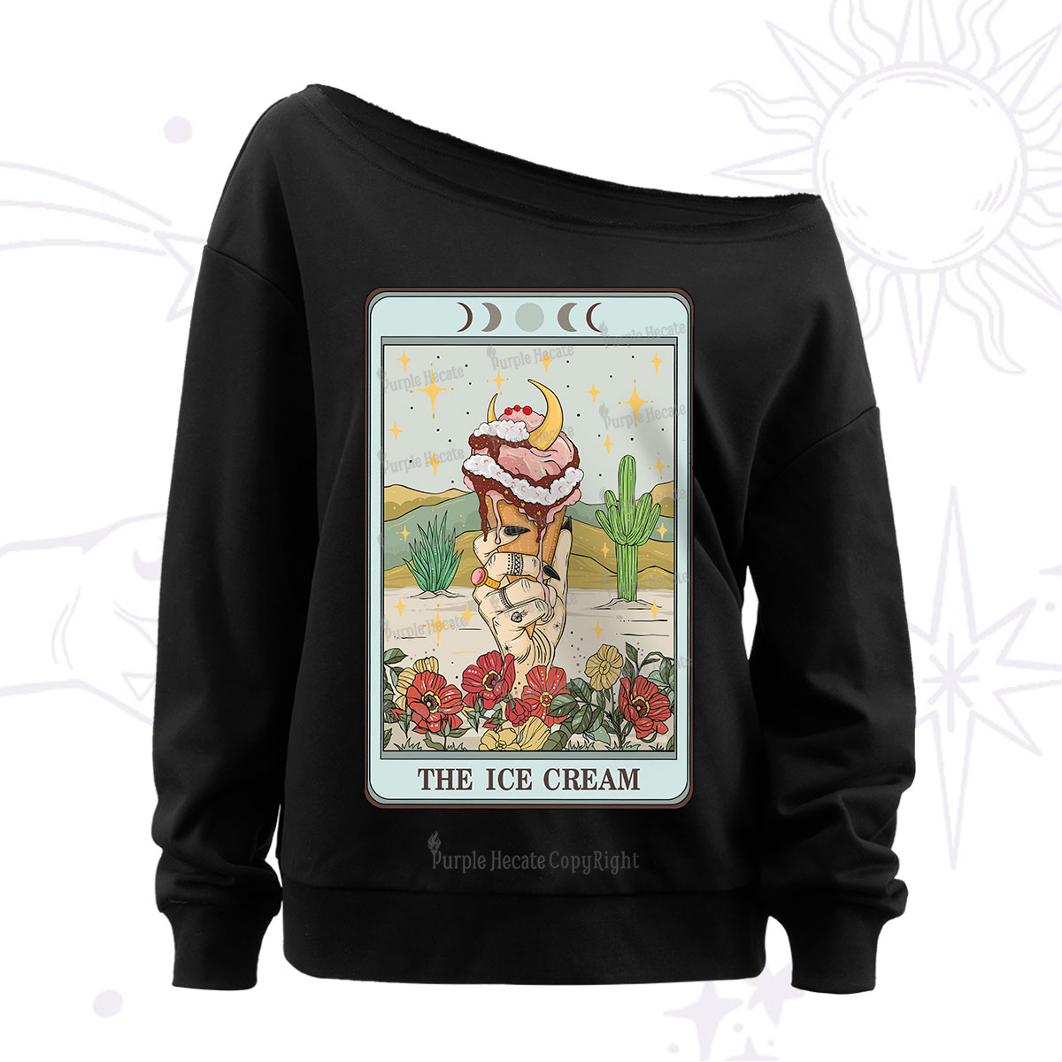 Purplehecate The Ice Cream Tarot Off The Shoulder Sweatshirt