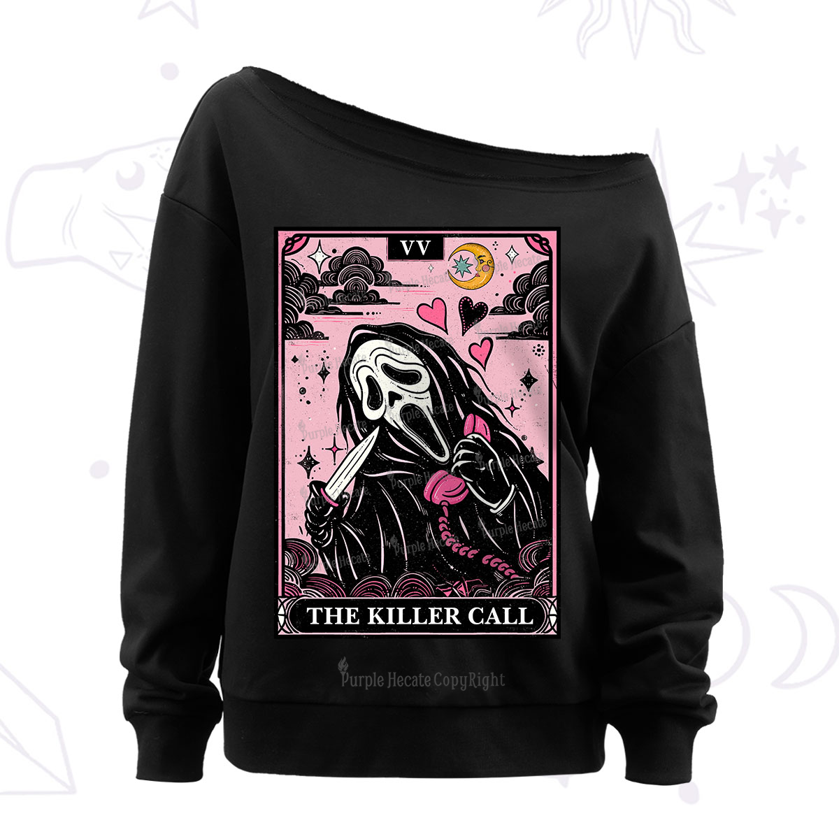 Purplehecate The Killer Call Tarot Off The Shoulder Sweatshirt