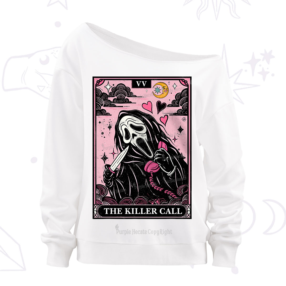 Purplehecate The Killer Call Tarot Off The Shoulder Sweatshirt