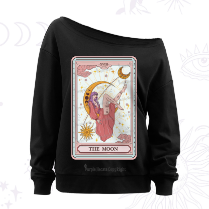 Purplehecate The Moon Tarot Off The Shoulder Sweatshirt