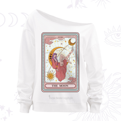 Purplehecate The Moon Tarot Off The Shoulder Sweatshirt