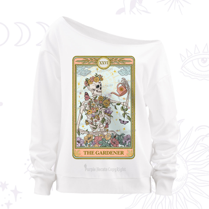 Purplehecate The Skeleton Gardener Tarot Off The Shoulder Sweatshirt