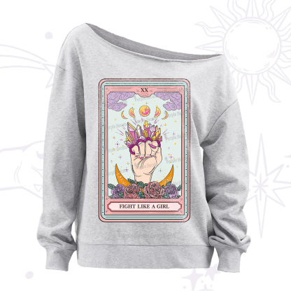 Purplehecate The Fight Like A Girl Tarot Off The Shoulder Sweatshirt