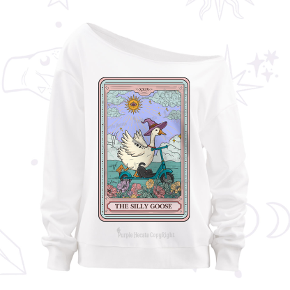 Purplehecate The Silly Goose Tarot Card Off The Shoulder Sweatshirt