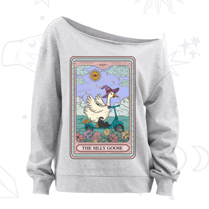 Purplehecate The Silly Goose Tarot Card Off The Shoulder Sweatshirt