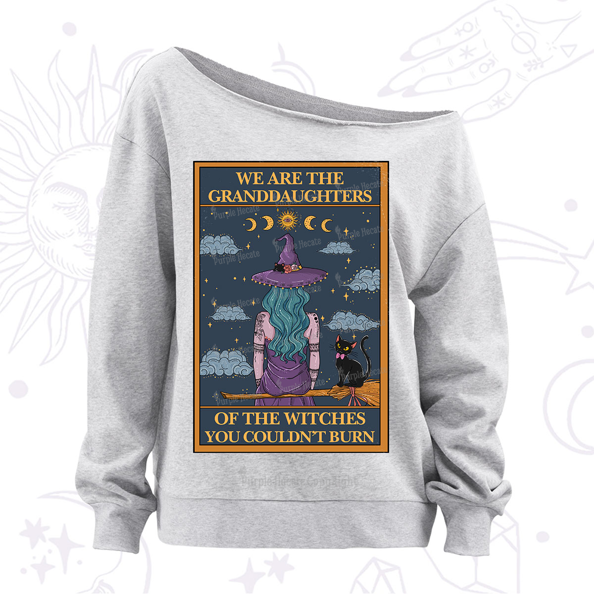 Purplehecate The Witches You Couldn't Burn Oracle Card Off The Shoulder Sweatshirt