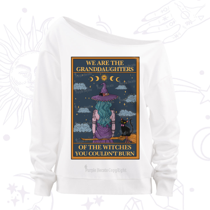 Purplehecate The Witches You Couldn't Burn Oracle Card Off The Shoulder Sweatshirt
