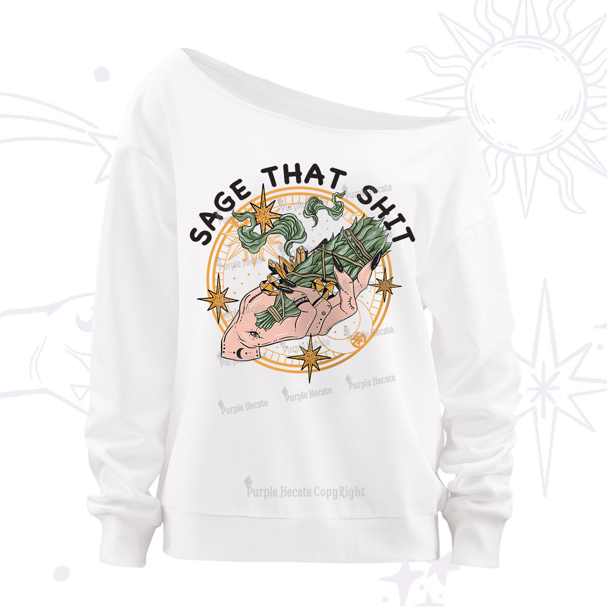 Purplehecate Smudge That Shit Off The Shoulder Sweatshirt