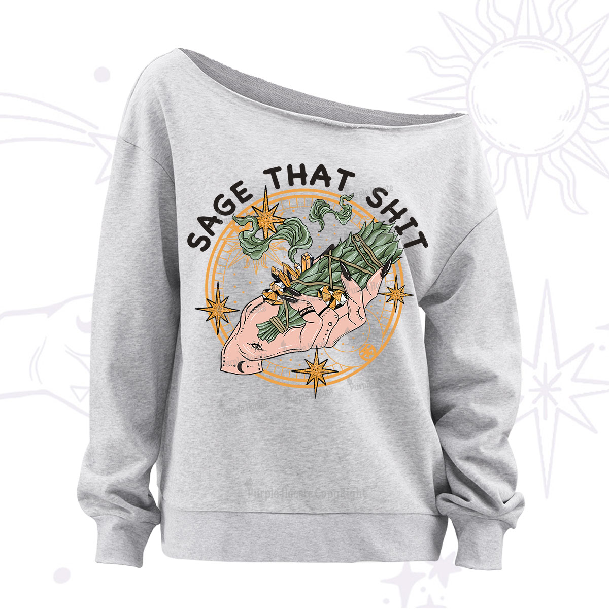 Purplehecate Smudge That Shit Off The Shoulder Sweatshirt