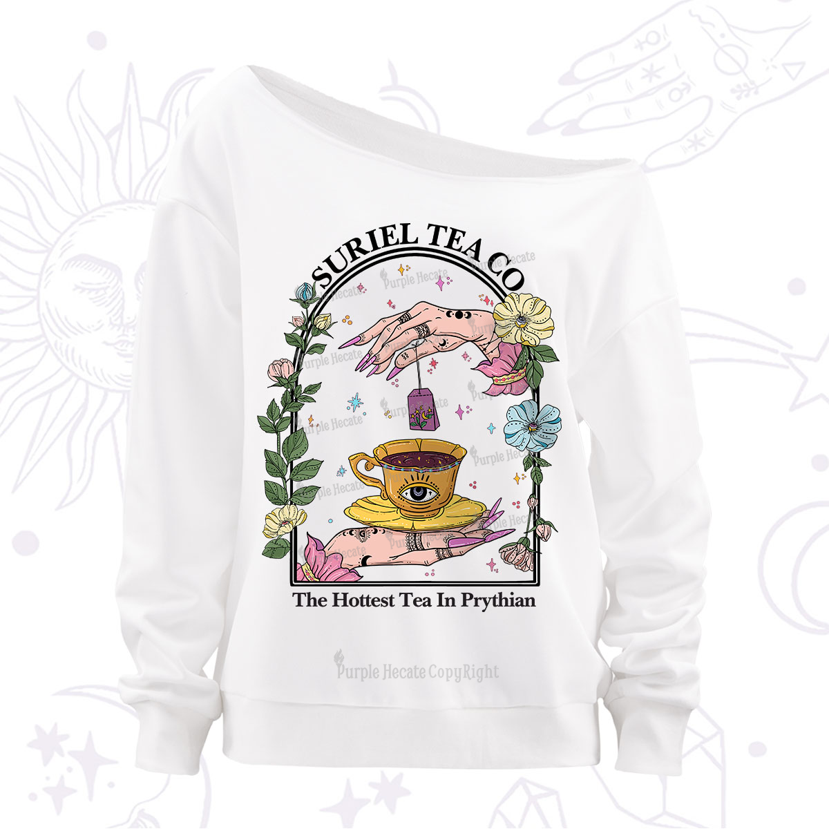 Purplehecate The Hottest Tea in Prythian Off The Shoulder Sweatshirt