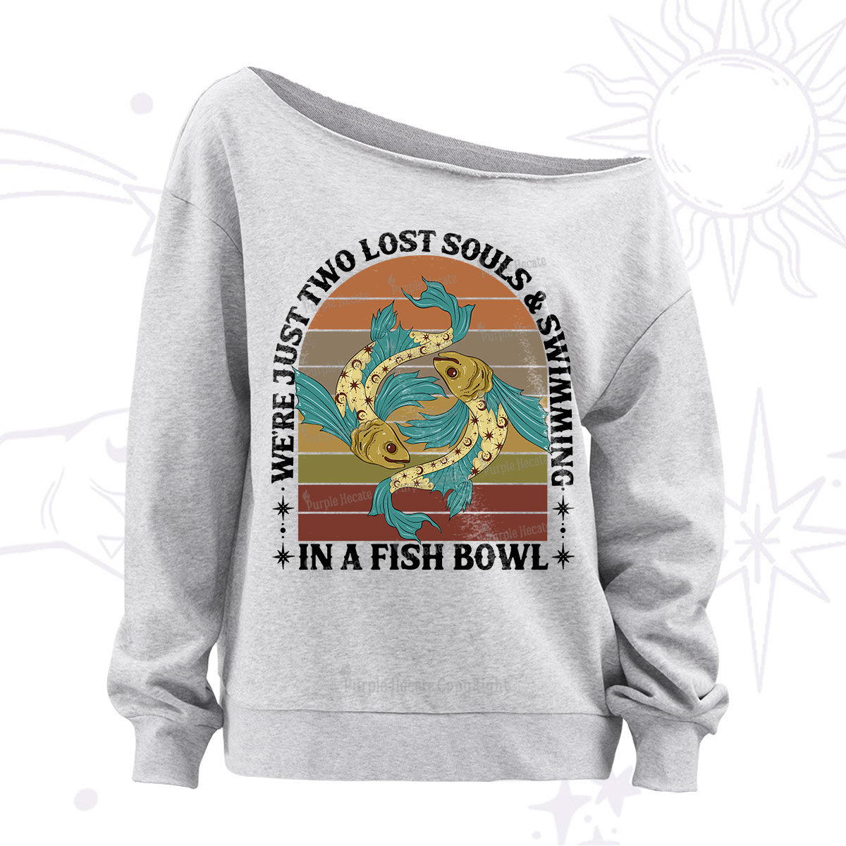 Purplehecate We're Just Two Lost Souls Swimming In A Fish Bowl Off The Shoulder Sweatshirt