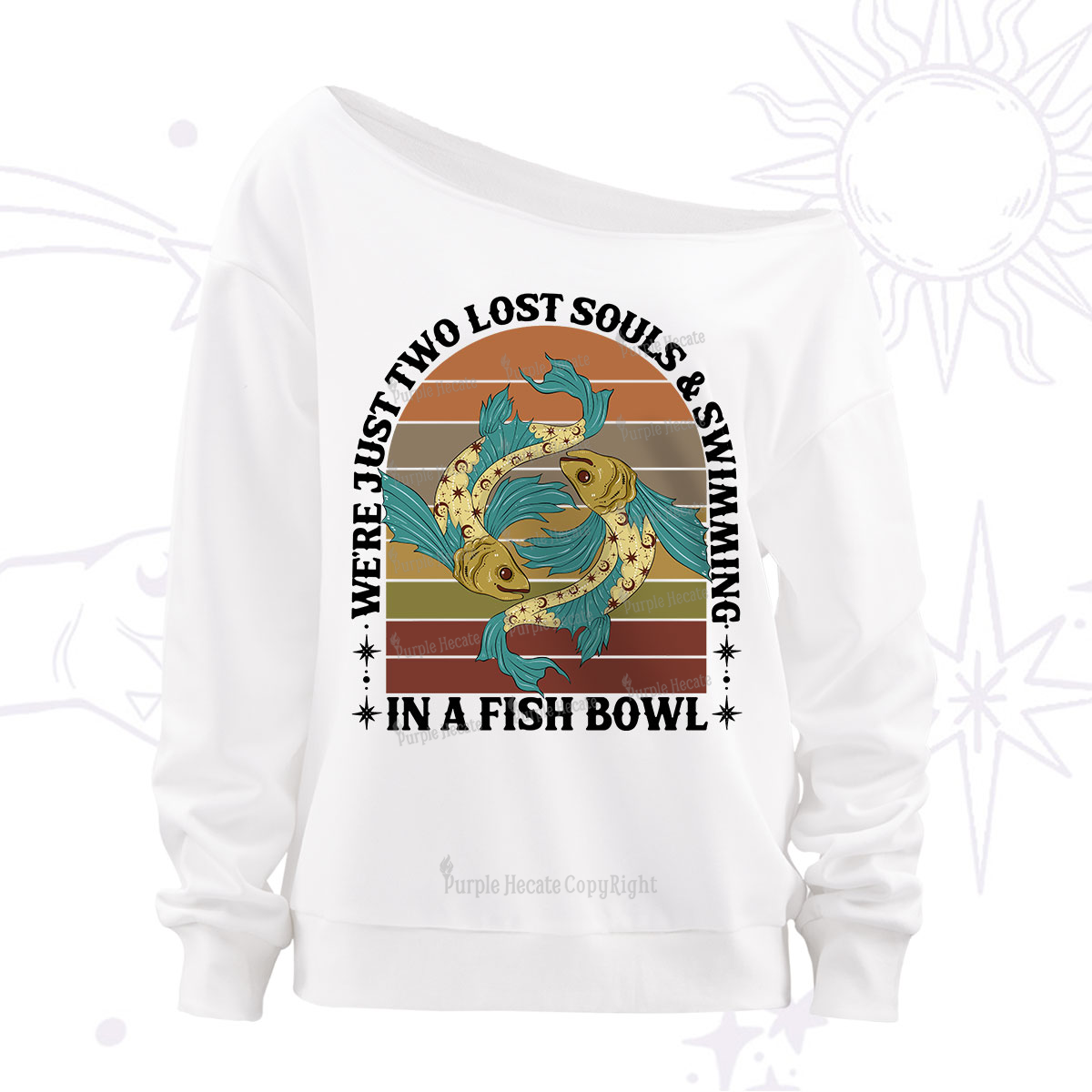 Purplehecate We're Just Two Lost Souls Swimming In A Fish Bowl Off The Shoulder Sweatshirt