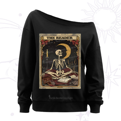 Purplehecate The Reader Tarot Card Off The Shoulder Sweatshirt