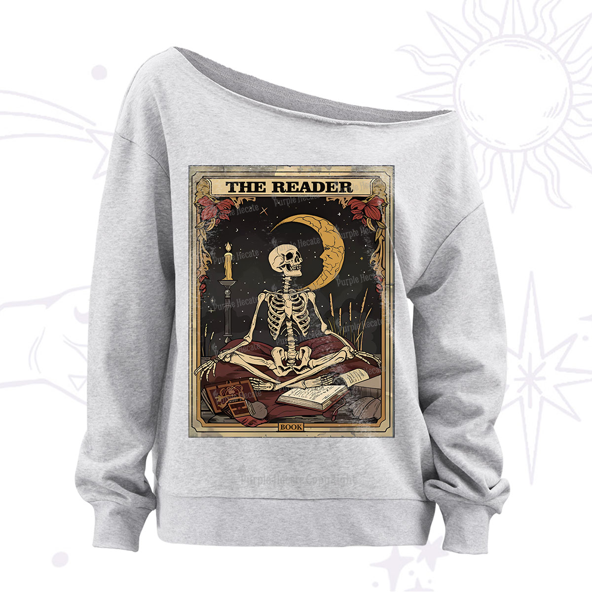 Purplehecate The Reader Tarot Card Off The Shoulder Sweatshirt