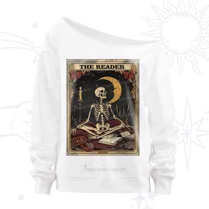 Purplehecate The Reader Tarot Card Off The Shoulder Sweatshirt
