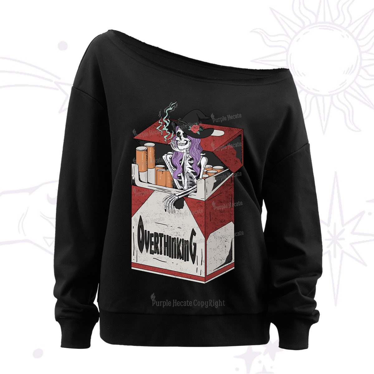 Purplehecate Overthinking Off The Shoulder Sweatshirt