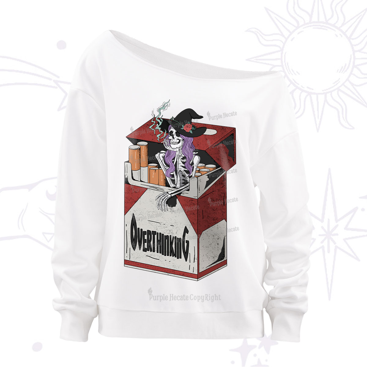 Purplehecate Overthinking Off The Shoulder Sweatshirt