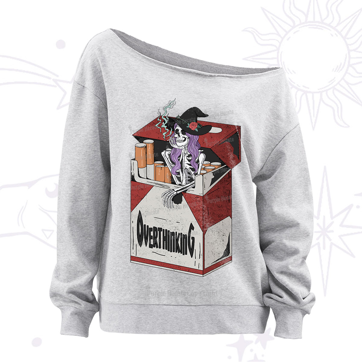 Purplehecate Overthinking Off The Shoulder Sweatshirt