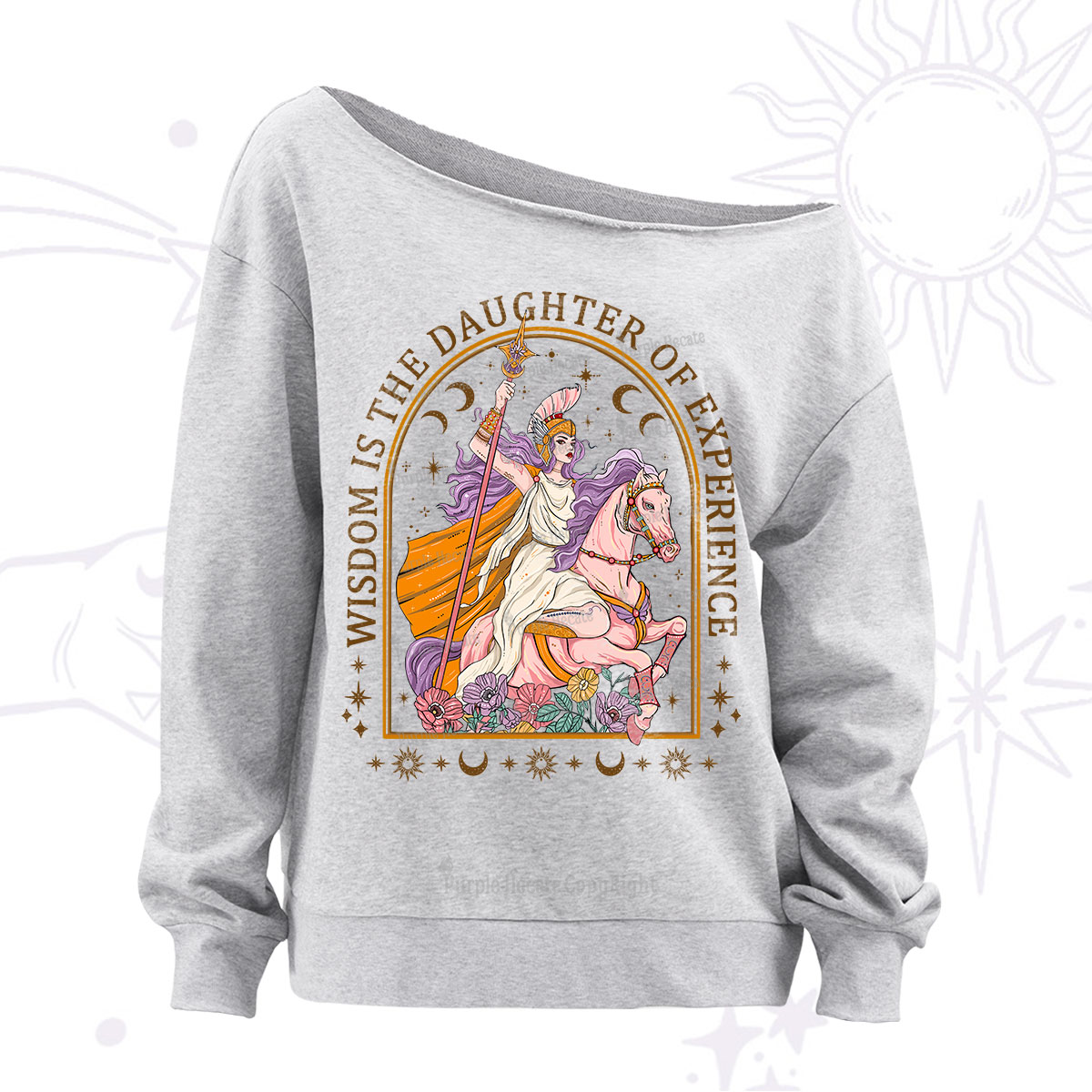 Purplehecate Wisdom Is The Daughter Of Experience Off The Shoulder Sweatshirt