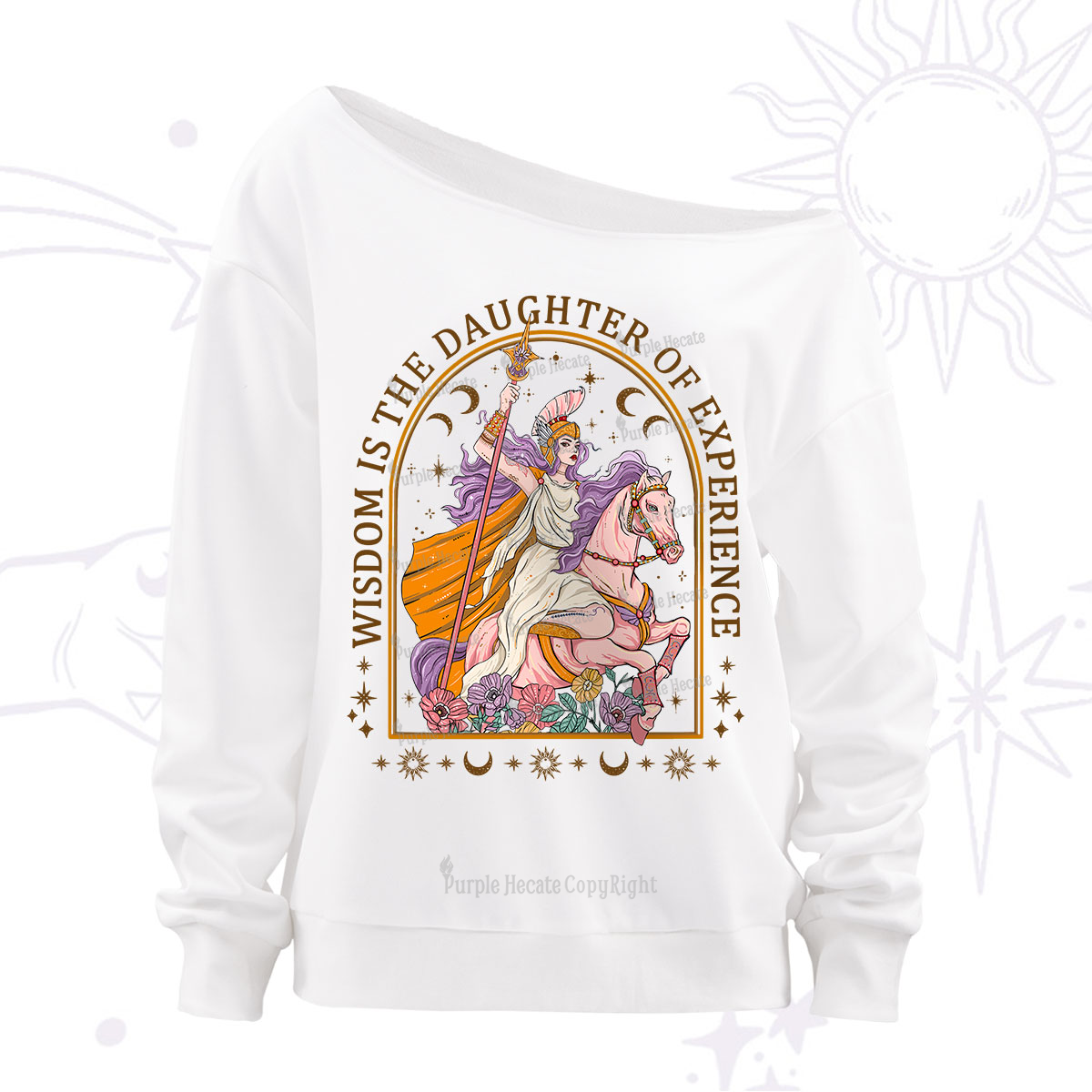 Purplehecate Wisdom Is The Daughter Of Experience Off The Shoulder Sweatshirt